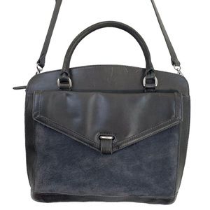 Madewell the Sloane Satchel in Grey Suede Leather bag